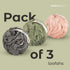 MainBasics Bath Shower Loofah Sponge Pouf, Body Scrubber Exfoliator, Set of 3, Earthy Love