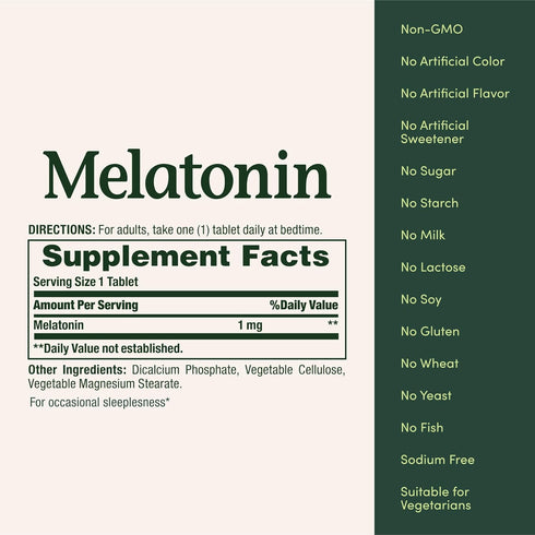 Nature's Bounty Melatonin, 1mg, 180 Tablets, 100% Drug Free Sleep Aid, Promotes Relaxation and Sleep Health