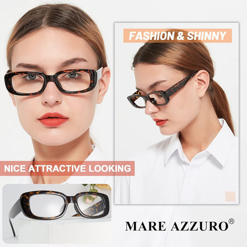MARE AZZURO Stylish Reading Glasses for Women, Unique Readers 0 1.00 to 6.00, Brown, 1.25