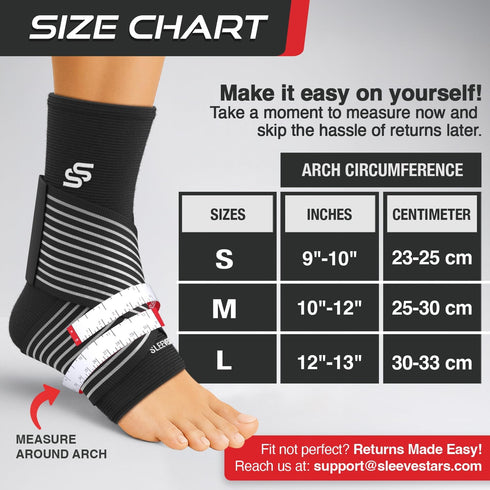 Sleeve Stars Ankle Brace for Women & Men, Compression Sleeve for Plantar Fasciitis Relief, Easy Customizable Support