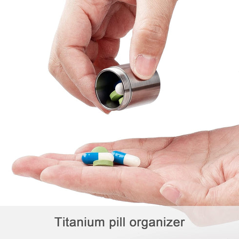 TISUR Metal Pill Holder with Keychain - Premium Titanium Design
