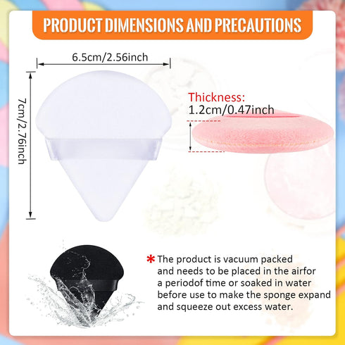 100 Pcs Powder Puff Face Soft Makeup Puff Triangle Powder Puffs for Loose Powder Mineral Powder Body Powder Velour Cosmetic Foundation Wet Dry Sponge Makeup Tools (Black, White, Pink)