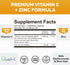 Viva Naturals Vitamin C 1000 mg and Zinc 20 mg Supplement (250 Capsules) for Immune Support, Plant Based