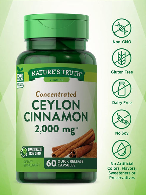 Ceylon Cinnamon Capsules by Natures Truth | 2000mg | Non-GMO & Gluten Free Supplement