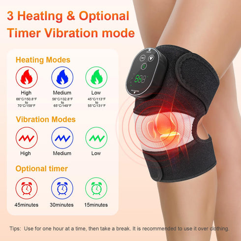 YUANBO 3-in-1 Elbow 6 3 Cordless Heated Knee Massager, FSA Eligible Wearable Wrap for Knee, and Shoulder, Rechargeable