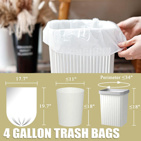Small Trash Bags 4 Gallon, 100 Count, White Garbage Bags for Office Bedroom Bathroom Trash Can