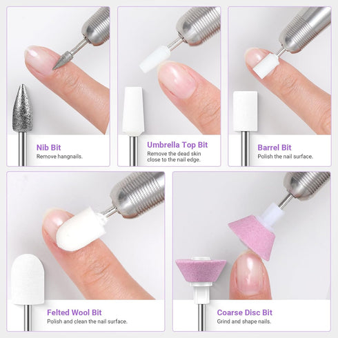 MelodySusie 21pcs Nail Drill Bit Set, Professional Ceramic Diamond Carbide Acrylic Gel Nail Art Tool Kit for Manicure