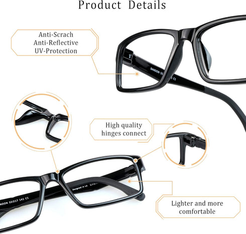 LifeArt Blue Light Blocking Glasses, Anti Eyestrain, Computer Reading Glasses for Women and Men, Anti UV, Anti Glare
