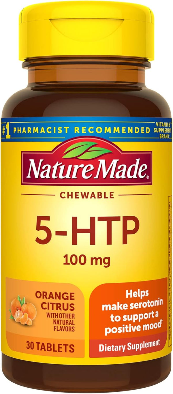 Nature Made Chewable 5HTP 100mg, 30 Tablets, Mood Support Supplement, 30 Day Supply