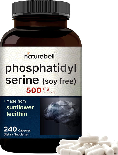 Ultra Strength Phosphatidylserine Supplement, 500mg per Serving, 240 Capsules - Supports Cognitive Health