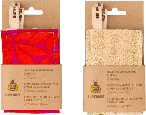 SUPERBEE Natural Kitchen Sponges 10 Pack - Eco-Friendly, Plant-Based Biodegradable Loofah Dish Sponge, Zero-Odor