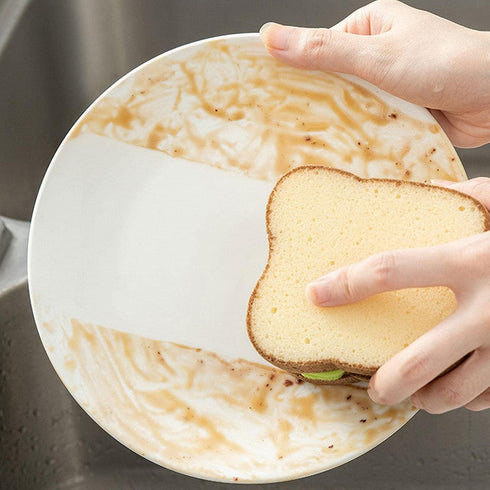 1Pc Multifunction Scrub Sponges, Toast Shape Dish-Washing, Cute Sandwich Sponge for Household Kitchen