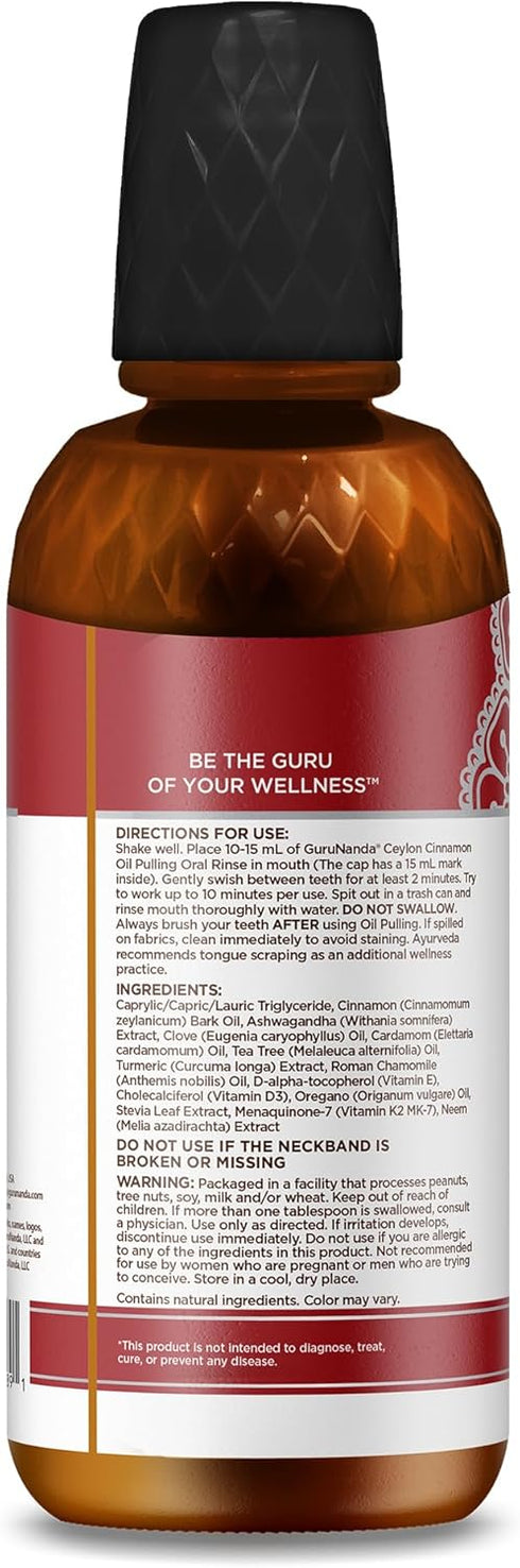 GuruNanda Ashwagandha Oil Pulling, 16 Fl Oz, 100% Pure Blend of Coconut with Essential Oils & Vitamins for Healthy