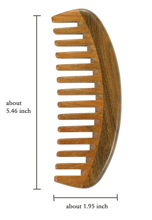 Louise Maelys Wooden Wide Tooth Comb for Curly Hair - Anti-Static Sandalwood Hair Combs for Adults and Kids
