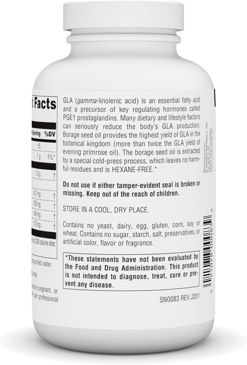 Source Naturals Mega-GLA 300 Borage Seed Oil, Hexane-Free, 120 Softgels