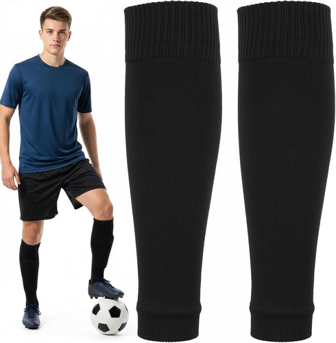 Macuezu Black Pre Cut Socks, Cut Socks Soccer Leg Sleeves for Men, Elastic