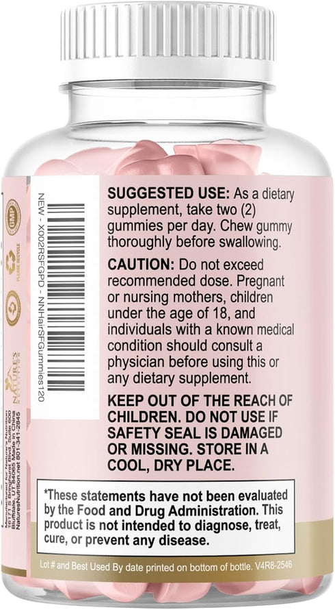 Gummies Gummy 5000 B12, 120 Gummies Hair Vitamins - Sugar Free Hair Growth Support with Biotin mcg Per Serving, Vitamin