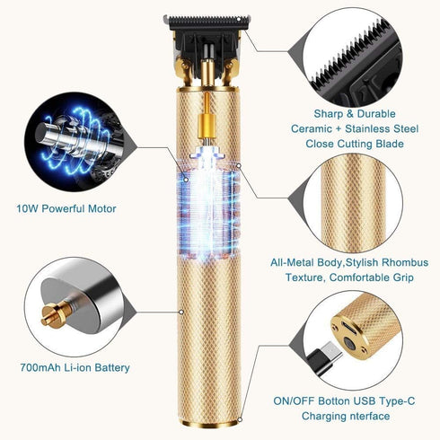 Professional Hair Clippers for Men, Electric Haircut Kit, Waterproof Rechargeable T Blade Trimmer with Guide Combs
