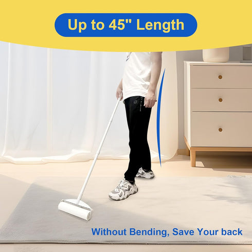 Large Lint Rollers for Floor Carpet, Sticky Roller with 3 Extendable Handle for Pet Hair Removal