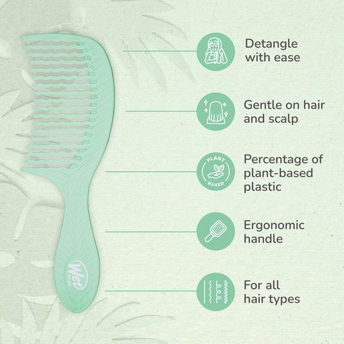 Wet Brush Go Green Tea Tree Oil Infused Treatment Comb, Wide Tooth Hair Detangler with WaveTooth Design