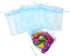 100Pcs Organza Bags, 5x7 Inch Sky Blue Sheer Baby Shower Party Favor Bags with Drawstring for Wedding Candy Pouches