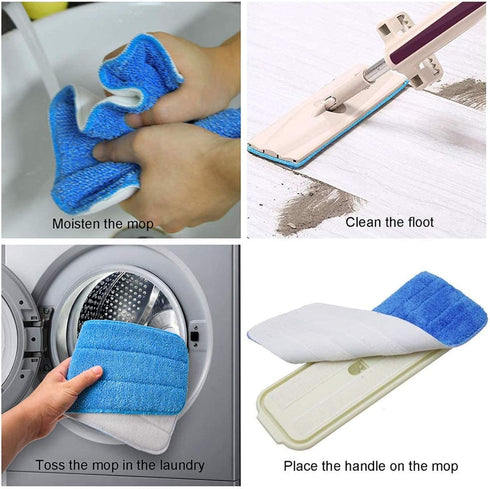 Microfiber Replacement Mop Pad - 18" x 6" Wet & Dry Cleaning Refills, Reusable Floor Mop Pads (6 Pack)