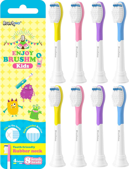 Brushmo Extra Soft Replacement Toothbrush Heads for Kids Ages 7+, Compatible with Philips Sonicare HX6042/94, 8 Pack