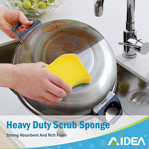 AIDEA Heavy Duty Scrub Sponge-50 Count, Eco Scrub Pads for Effortless Cleaning of Dishes, Pots, and Pans