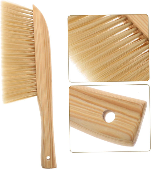 Practical Wooden Handle Bristle Bed Brush - Khaki, Multi-Functional Plastic Cleaning Brush for Delicate Fabrics