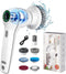 Electric Spin Scrubber, Cordless Shower Scrubber with Display, IPX7 Waterproof, 7 Replaceable Heads for Kitchen, Tub,