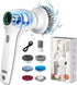 Electric Spin Scrubber, Cordless Shower Scrubber with Display, IPX7 Waterproof, 7 Replaceable Heads for Kitchen, Tub,