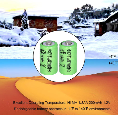 6 Packs 1/3AAA 200mAh 1.2V Ni-MH Rechargeable Battery for Outdoor Solar Garden Art Light