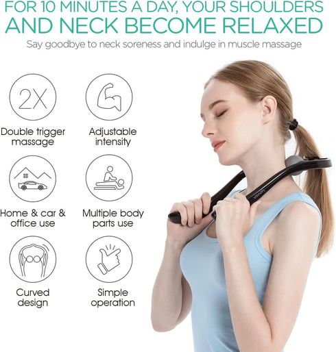 VOYOR Neck Massager, Shiatsu Deep Tissue Dual Trigger Point Shoulder Massager for Pain Relief, Portable MS110