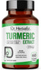 Turmeric Curcumin Root Extract Capsules 250mg, 60 Capsules by Dr. Herbalist | Non-GMO, Vegetarian, High Potency