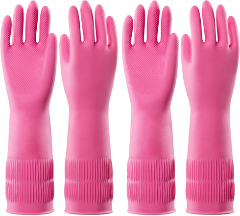 PACIFIC PPE 2 Pairs Dishwashing Cleaning Rubber Gloves, Reusable Waterproof Kitchen Gloves, Large