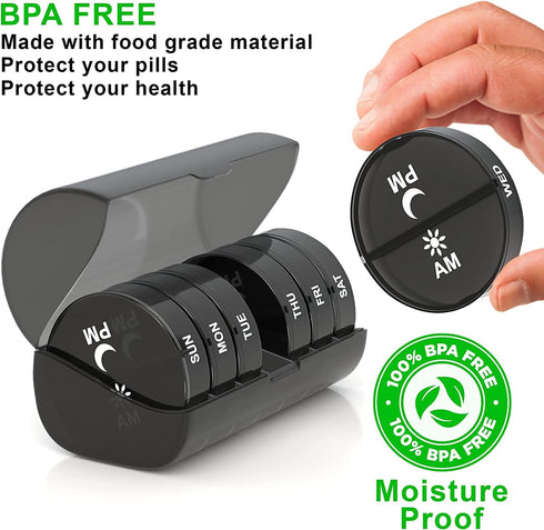 INKULTURE 07 01 Portable Medicine Organizer Box Tablets Container Case Travel Pill Box For days | Black | Pcs