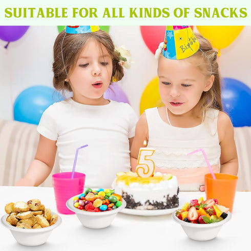 8 oz Small Disposable Bowls, 100 Pack Compostable Paper Bowls for Ice Cream, Snack, Biodegradable Made of White Bagasse