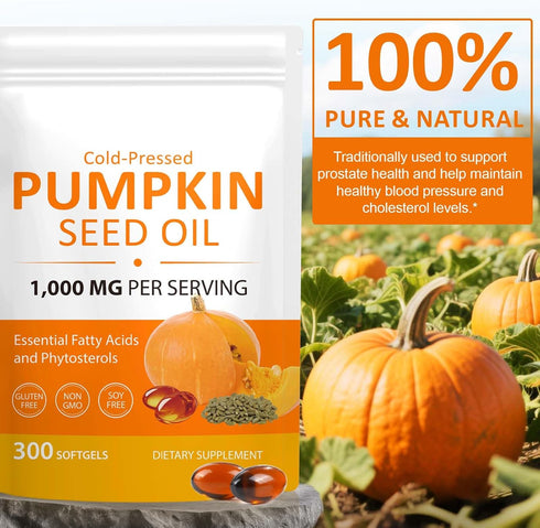 Vortexonix 2 1 1000mg 300 Pumpkin Seed Oil with Saw Palmetto Capsules, in Pumpkin Seed Oil Capsules for Hair Growth