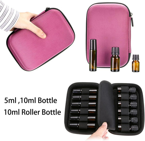 Hipiwe Hard Shell Essential Oil Carrying Case Holds 12 Bottles (Travel Size Organizer, Pink)