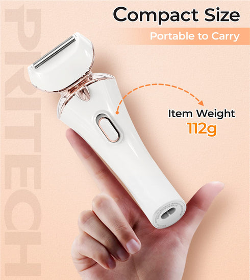 PRITECH Electric Shaver for Women, Cordless USB Rechargeable Razor for Legs, Arms, Underarms, Bikini, Wet & Dry