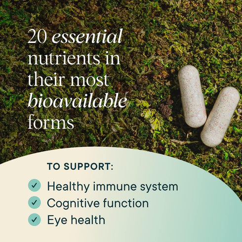 Ora Organic Plant Based Multivitamin for Women and Men, Bluelight Protection - Brain, Eye, Energy, Immune, Skin, Hair,