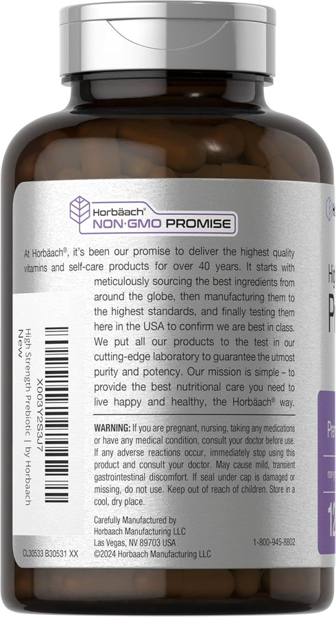 Horbaeach Prebiotic for Men and Women | 120 Powder Pills | High Strength & Premium Quality Supplement