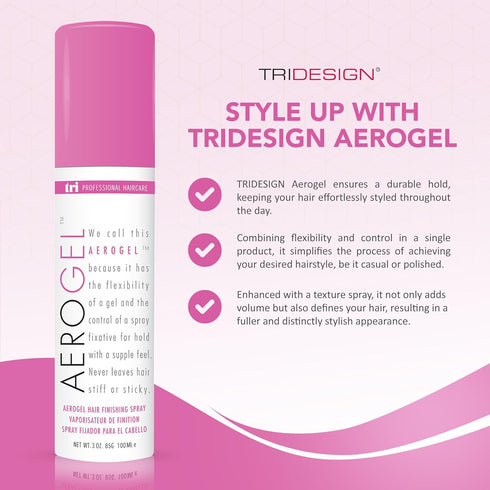 TRI Design Aerogel Hairspray - Extra Hold, Free & Clear Hairspray for Men and Women, Volume Fixer & Non-Sticky Essentials, Flexible Hold Bottle, Scented - (3oz, Pack of 1)