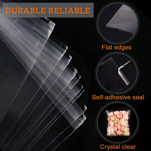 480 PCS Clear Resealable Cellophane Bags, 2 Sizes, 180 PCS 3.5×5 Inches, 300 PCS 4×6 Inches for Bakery, Snacks, and More
