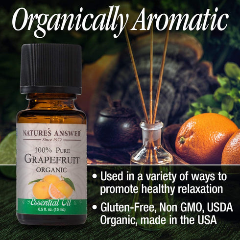 Nature’s Answer USDA Organic Grapefruit Essential Oil - 100% Pure Aromatherapy Oil - 0.5 fl oz (15ml)