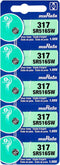Murata 317 Battery SR516SW 1.55V Silver Oxide Watch Button Cell (5 Batteries)