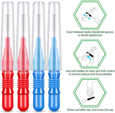 350 Pieces Interdental Brush Tooth Floss Tooth Cleaning Tool, Soft Dental Picks Refill Dental Flosser (Blue, Red)