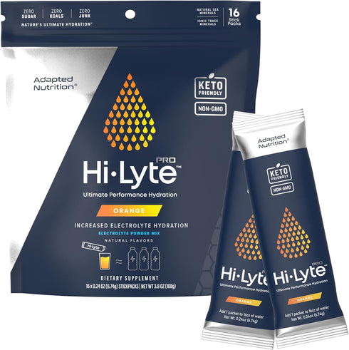 Hi-Lyte Pro Hydration Packets - 16 Individual Drink Packets | Orange | Flavored Electrolyte Powder, Sugar-Free