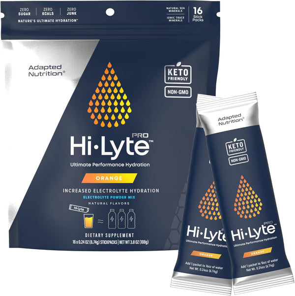 Hi-Lyte Pro Hydration Packets - 16 Individual Drink Packets | Orange | Flavored Electrolyte Powder, Sugar-Free