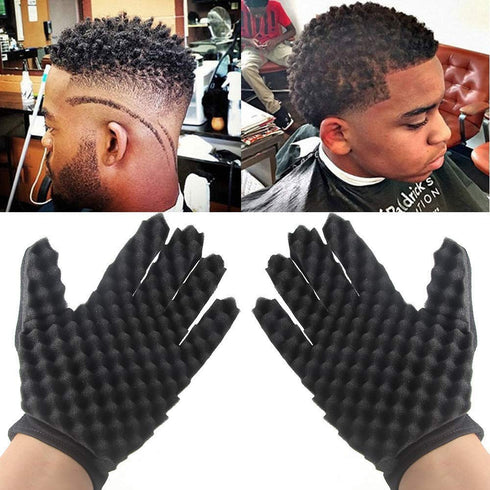 Magic Curly Sponge Gloves - Airlxf 2PCS Curl Hair Sponge Gloves for Barbers & Wave Styling Tool